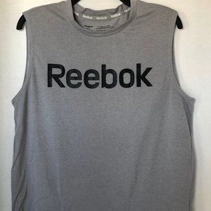 Mens Reebok Logo Gray Sleeveless Dry Fit Tee